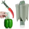 FARYODI Remover di Semi di Pepe 2 in 1, Estrattore per Semi di Peperone, Levatorsoli Peperoni, Estrattore di Semi di Peperone Snocciolatore di Peperoni, per Cucina Casa Famiglia Campeggio(Verde)