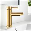 kisimixer Rubinetto Bagno Lavabo Monocomando Miscelatore Lavabo Bagno Acciaio Inossidabile 304, Monoforo, Oro Spazzolato ottone