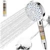 Cobbe Soffione Doccia con Filtro, Doccetta ad Alta Pressione con Filtrazione in 20 Strati, Tubo da 1,5 m, 6+1 Tipi di Getto, Soffione Doccia a Risparmio Idrico, Cromato