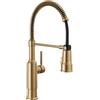 Delta Rubinetto Theodora Pro Rubinetto da cucina in stile commerciale con spruzzatore estraibile, Rubinetto da cucina commerciale dorato, Rubinetto da cucina primaverile, Rubinetto per lavello da