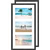 YEEPHAN Cornice portafoto multi 3 aperture con supporto per foto da 10 x 15 cm, in vero legno con plexi-glass frontale per montaggio a parete, set da 2