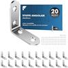 shinfly Staffe Angolari, 20 Pezzi, 40 x 40 mm Squadrette Angolari, Staffe Angolari Per Legno Di 90°, Staffe A L Con 45 Pezzi Di Viti, Per Mobili, Scaffali, Sedie In Legno, Tavoli