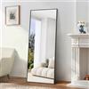 BONEWEI Specchio da Terra 165x60 cm, Specchio Rettangolare a Figura Intera con Cornice in Alluminio Nero, moderno grande specchio da parete in piedi o da appendere, per Soggiorno, Spogliatoio