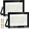 Kakashome 50W Faretto LED da Esterno 2 Pezzi, Faro LED da Esterno 5000LM 7000K Faretti LED, 72 Chips IP67 Impermeabile Super Luminoso Bianco Freddo Luce di Sicurezza per Giardino, Cortile, Terrazza, Patio