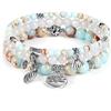 JOVIVI - 3 braccialetti con pietra naturale da donna, fiore di loto, occhio di tigre, ossidiana, rodocrosite, perle energetiche, colore: Sédiment de Mer Jaspe, cod. TTFR2000814