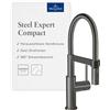 Villeroy & Boch Rubinetteria da cucina Villeroy & Boch Steel Expert Compact, alta pressione, rubinetto da cucina con funzione di commutazione e doccetta estraibile, altezza bocchetta 143mm, colore anthracite