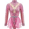 YUANTONG Sexy Strass Rosa Body Per Le Donne Manica Lunga Drag Queen Vestito Costumi Sexy Danza, Rosa, taglia unica