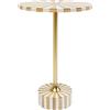 Kare Design tavolino da caffè Dromero Cirque, oro/bianco, diametro 40cm, tavolino soggiorno/divano, piccoli spazi, design scacchi, stanza da letto, sala da pranzo, corridoio, 50x25x25cm (A/L/P)