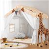 besrey 2 in 1 Tenda per Bambini besrey, Tenda Casetta da Gioco con 2 Porte e 4 Finestre, Tenda da Gioco per Bambini Interni ed Esterni con Tappetino Imbottito, Luci Fatate e bandierine (Stellato)