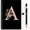 BBTO 2 Pezzi Quaderno B6 con Iniziale per Donna, Lettera A | con Penna a Sfera, Quaderno Floreale, con Design Iniziale Personalizzata, Regali Perfetto per Natale e Compleanno