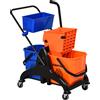 HOMCOM Carrello Pulizie Professionale da 26L con 2 Secchi Lavapavimenti, in Plastica e Metallo, 78x45x95 cm, Arancio Blu | Aosom Italy