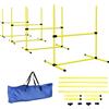 PawHut Set 4 Ostacoli Agility Dog per Addestramento Cani ad Altezza Regolabile con Borsa da Trasporto, Giallo | Aosom Italy