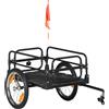 HOMCOM Carrello Bici da 70L con 2 Ruote da 16", 2 Catarifrangenti e Bandierina, in Acciaio e PE, 125x64x53.5 cm, Nero | Aosom Italy