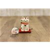 Craft Yuu-Ki Ceramica giapponese fatta a mano gatto portafortuna bianco Maneki Neko mano d...