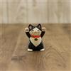 Craft Yuu-Ki Gatto fortunato giapponese fatto a mano Maneki Neko nero bianco Hachi Pottery...
