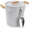 Versa Secchiello Ghiaccio D 16,2 Cm H 22,5 Cm con Coperchio e Cucchiaio Acciaio Bianco