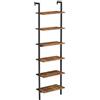 VASAGLE Scaffale a Scala, Contro Parete a 6 Ripiani, per Soggiorno, Ufficio, Cucina, Camera da Letto, 60 x 30 x 204,8 cm, Industriale, Marrone Vintage e Nero LLS103B01