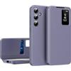 YANJIEER ESONG Smartphone Cover per Samsung Galaxy S25, Custodia in Pelle Flip Folio Libro Intelligente Case, Smart Clear View Cover portafoglio Antiurto Protezione Shell Viola