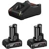 Bosch 2x 6.0Ah GAL 12V40 Rechargeable Battery 1600A01B20