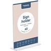 EUROPEL Porta cartelli (standard T, formato A5, verticale) - Struttura in acrilico trasparente - Espositore per poster, menù e volantini con base in acrilico - Design autoportante