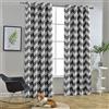 Melodieux Chevron Tende oscuranti con Occhielli, Poliestere e Misto Poliestere, Grey, 52x96 inch