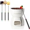 COM-FOUR® Set per fonduta di cioccolato Premium, ciotola in ceramica | crogiolo per cioccolato e formaggio - crogiolo - ciotola per dessert per 4 persone