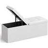 SONGMICS Pouf Contenitore, Cassapanca Contenitore da 131 Litri con Coperchio Ribaltabile, Panca con Sedile Imbottito, Pieghevole, 38 x 110 x 38 cm, Bianco LSF75WT