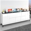Dmora - Credenza Vittorio, Madia da cucina a 6 ante, Buffet da soggiorno, 100% Made in Italy, cm 200x40h82, Bianco lucido e Ardesia