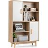 COSTWAY Libreria in legno, con 2 ante e 4 ripiani aperti, libreria, in legno, per studio, soggiorno, 80 x 24 x 120 cm (bianco)
