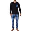 VellnaMiee Pigiama Uomo Lungo a Quadri in Cotone Set 2 Pezzi con Camicia a Maniche Lunghe V-Scollo e Tasche per Inverno, Pigiama Comodo S-XXL Blu L