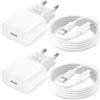 ANVSI Caricatore per iPhone 17 16 15,25W Alimentatore USB C per iPhone 15 16 17 Pro/17 16 15 Pro Max/17 Air/16e/16 15 Plus,iPad 10 Generazione/A16/Pro/Air, Caricabatterie USB C Rapido con Cavo 2M 2Pack