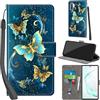 PHINIENLAND Cover per Samsung Galaxy Note 10 Plus Case PU Pelle Custodia [Kickstand] [Chiusura magnetica] [Slot per Schede], Portafoglio Flip Custodia per Samsung Note 10 Plus,Farfalla verde