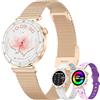 Betatree Smartwatch Donna Rotondo, 1,19 Amoled Orologio Fitness con Effettua/Risposta Chiamate Bluetooth, Contapassi/Cardiofrequenzimetro/Sonno, Impermeabile IP67 Watch per Android iOS, Oro Rosa