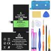 LL TRADER Batteria per iPhone 12 Pro Max, 6500mAh Batteria ai ad alta capacità con strumenti di riparazione