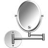 Mirrorvana Specchio ingranditore 5X e 1X da parete per bagno - rotazione a 360°, specchio trucco 17 x 22 cm (cromato)