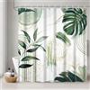 Uiiooazy Tenda Doccia Antimuffa, Uiiooazy Tenda da Doccia 180x200cm Verde Salvia Tropicale Foglie di Palma Giungla Tende da Bagno Tessuto Lavabile Impermeabile Poliestere Tende per Vasca da Bagno con 12 Anelli