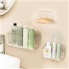 Lermende Organizer per il bagno, 3 pezzi Portaoggetti da doccia trasparenti, senza foratura, per montaggio a parete con nastro adesivo, mensole da doccia in plastica per bagno e cucina