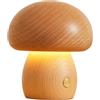 MiOYOOW Luce Notturna, USB Lampada Notturne a Forma di Fungo in Legno con Dimmerazione e Testa da Rotazione a 360°, Luci Notturne per Camera da Letto e Dormitorio
