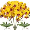 FagusHome 32 pollici fiori artificiali di Phalaenopsis 4 pezzi con 2 fasci di foglie di fiori di orchidea artificiali Piante a stelo per la decorazione domestica (Giallo Piebald)