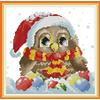 Stitchmelody Kit per punto croce su tela prestampata, motivo stampato da 11 ct, kit per ricamo fai da te, decorazione per la casa, gufo di Natale, 32 cm x 29 cm