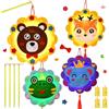 Qunkun Set di 4 lanterne fai da te per bambini, con asta per lanterna, set creativo per San Martino, Halloween, Natale