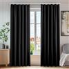 Deconovo Tende Oscuranti Termiche con Nastro a Matita - 2 Stili di Montaggio, Set di 2 Tende Moderne Isolanti per Camera da Letto e Soggiorno, 140x220 CM, Nero