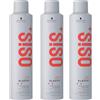 Schwarzkopf Professional OSiS - Lacca elastica per capelli sovrapposbili, finitura liscia anti umidità, protezione termica, fissaggio normale, 300 ml, confezione da 3