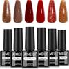 AIMEILI Kit Semipermanente Unghie Autunno 6 Colori Glitter Smalto Semipermanente Unghie UV LED Soak Off Smalti Gel Colorati Nail Art 5ml Kit 6-110