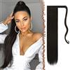 FESHFEN Posticci per capelli Extension Coda Di Cavallo Capelli Lunga Estensione Capelli Sintetici Coda Capelli Extensions per Donna 60cm, 125g Marrone scuro