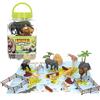 ColorBaby Animal World 39320 - Secchio animale, 30 pezzi, tappeto mappa inglese, figure realistiche animali, gioco simbolico, set educativo, divertimento e apprendimento + 3 anni (39320)