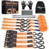maXpeedingrods 4x 4,5 m Cinghie di Fissaggio a Cricchetto 997 kg Arancione | con Ganci di Sicurezza a S, EN 12195-2