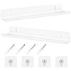Tikplus Mensola da parete, set da 2 scaffali bianchi, da cucina, senza forature, per soggiorno, camera da letto, portaspezie, decorazione industriale, 30 x 7,9 x 3,6 cm