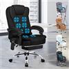 ALFORDSON Sedia Scrivania con Massaggio, Sedia Ufficio Ergonomica con Sedile riscaldato, Supporto Lombare e Poggiapiedi, Poltrona Girevole per Ufficio e Studio Sala Riunioni, Tessuto(Nera)