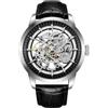 RollsTimi Pagani Design 1638 - Orologio automatico da uomo, con quadrante scheletro, cinturino in vera pelle, alla moda, casual, cavo analogico, meccanico